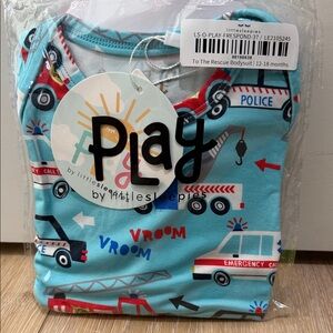 Little Sleepies To The Rescue Bodysuit - Blue and Red